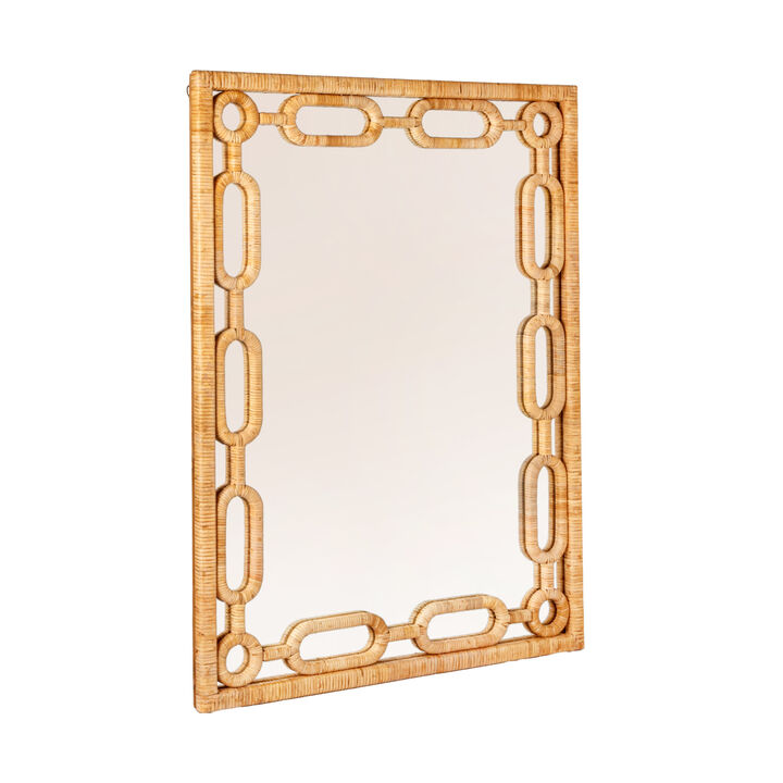 Woven Rattan Chain-Link Frame Mirror