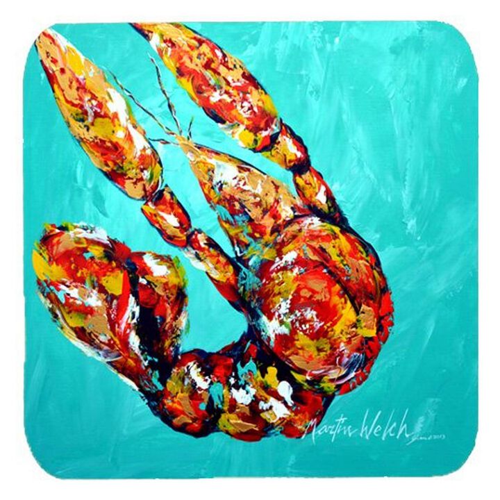 Caroline's Treasures MW1025FC Crawfish Electric Claw Aqua Green Foam Coasters (Set of 4), 3.5 H x 3.5 W, Multicolor