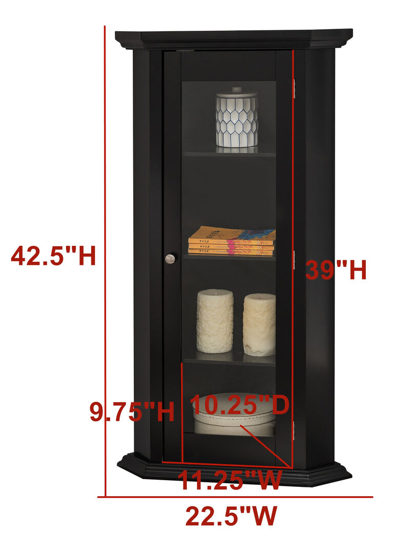Kings Brand Furniture Cambridge Corner Curio Storage Cabinet image number 3