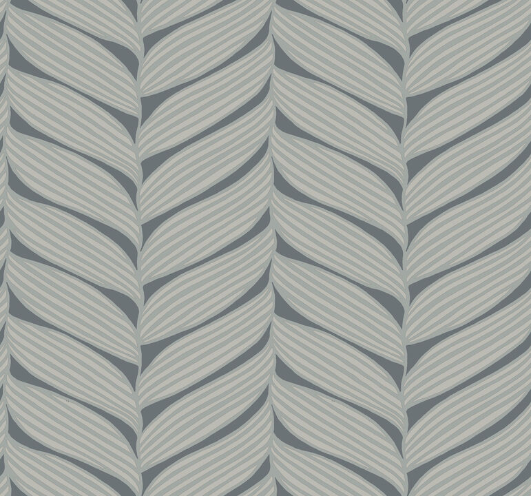 Luminous Leaves Charcoal & Silver Wallpaper