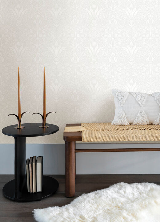 Mara Light Grey Tulip Ogee Wallpaper