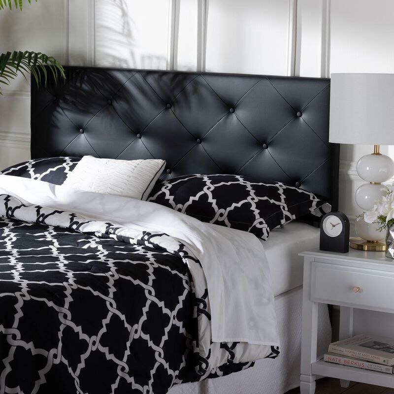 Baxton Studio Baltimore Modern Queen Black Faux Leather Upholstered Headboard