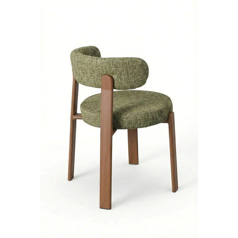 Upholstered Curved Back Wood-look Metal Frame 2pc Dining Chairs image number 2