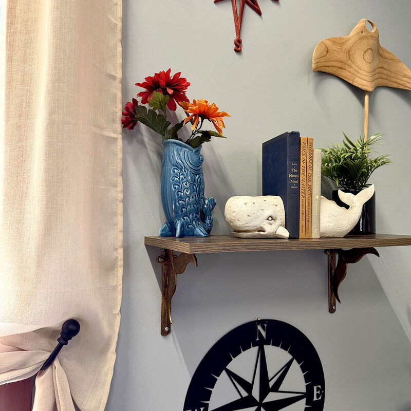 Sperm Whale Head & Tail Resin Bookend Set 10 inch Weathered Off White Coastal image number 7