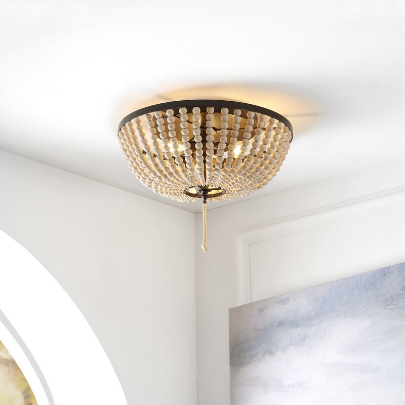 Allison Wood Beaded/Metal LED Flush Mount
