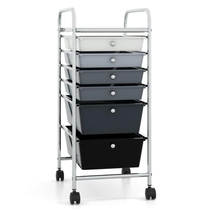 Hivvago Multifunctional 6 Drawers Rolling Storage Cart Organizer