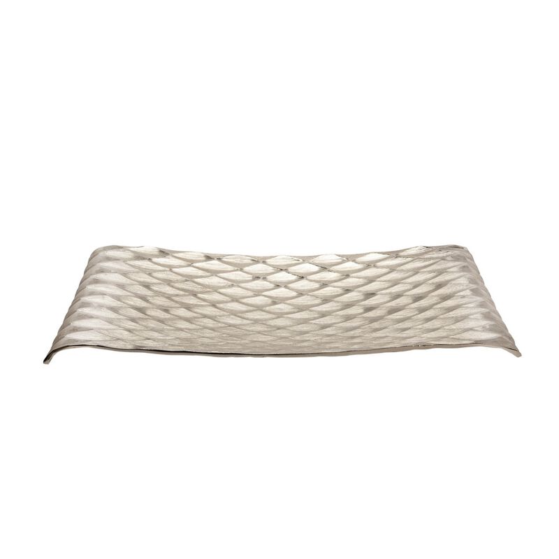 Decorative Tray with Hammered Diamond Pattern, Set of 2, Multicolor-Benzara