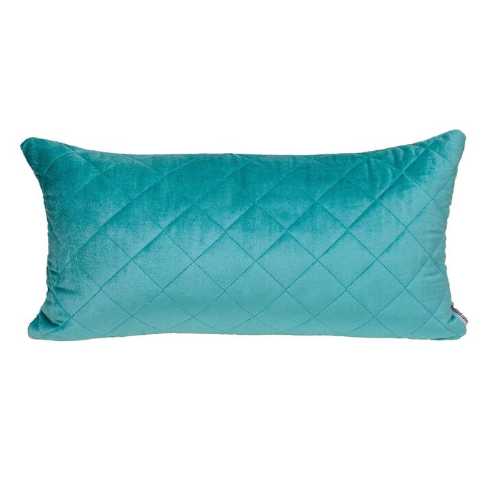 24" Blue Rectangular Transitional Quilted Throw Pillow