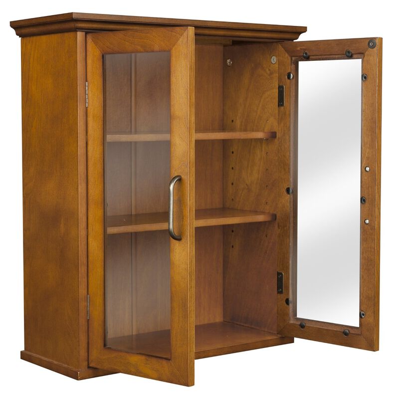 Bathroom Hanging Cabinet with Glass Panel Doors and Multiple Shelves