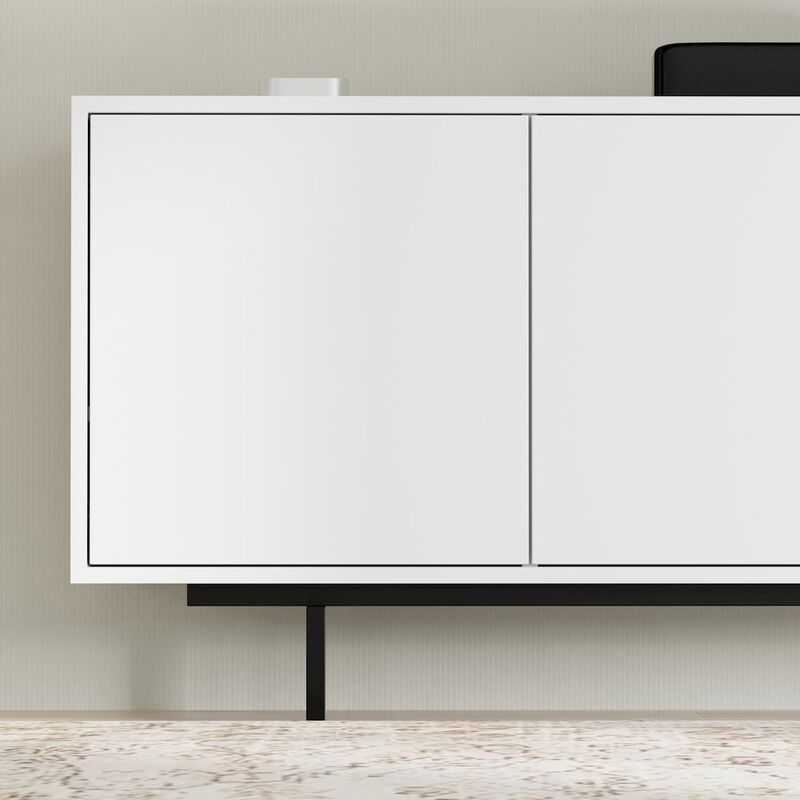 Comfort Pointe Graysen White Laminate 4 Door TV Console