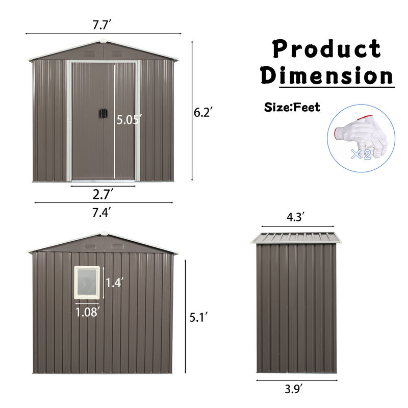 Streamdale 8FT X 4FT Outdoor Metal Storage Shed With Window