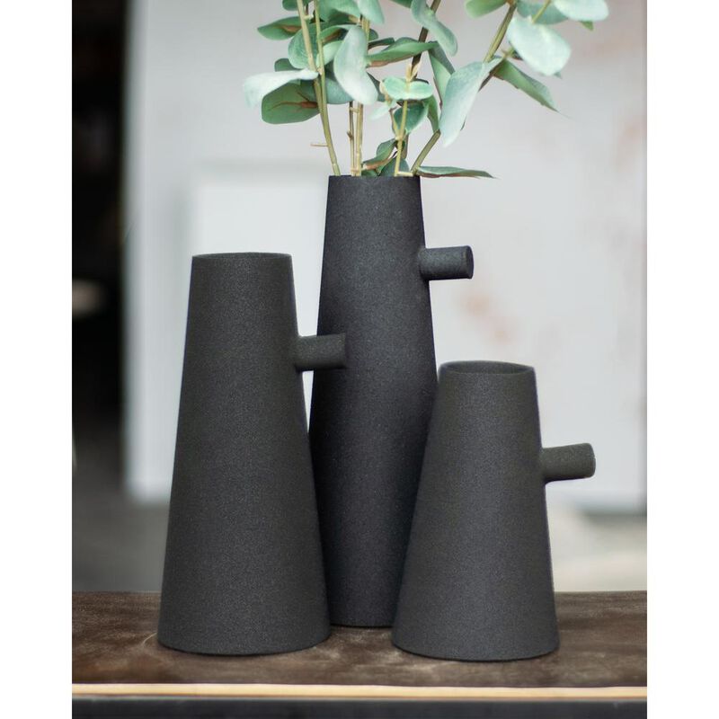 Renwil AFLYNTA Textured Matte Black SET OF 3 VASES