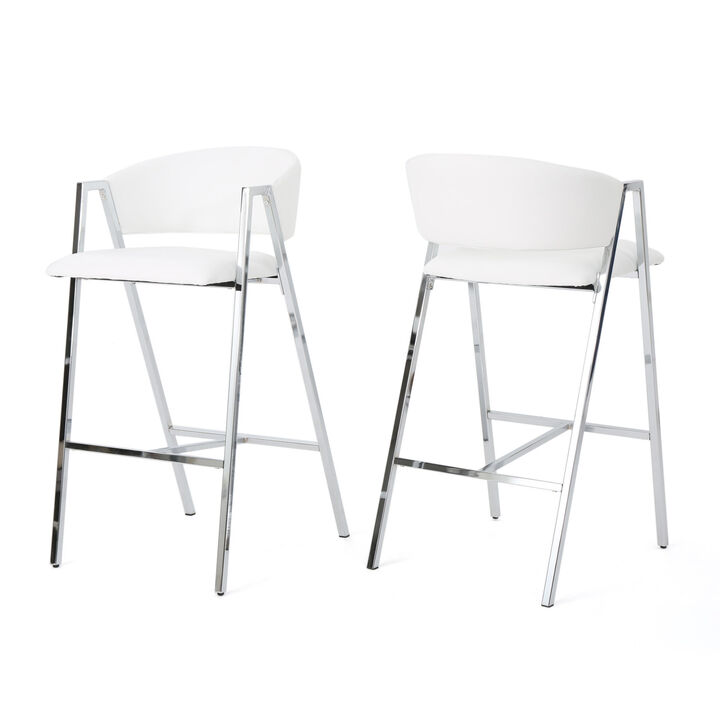 Streamdale Modern Square Bar Stools With Chrome Frame (Set Of 2)