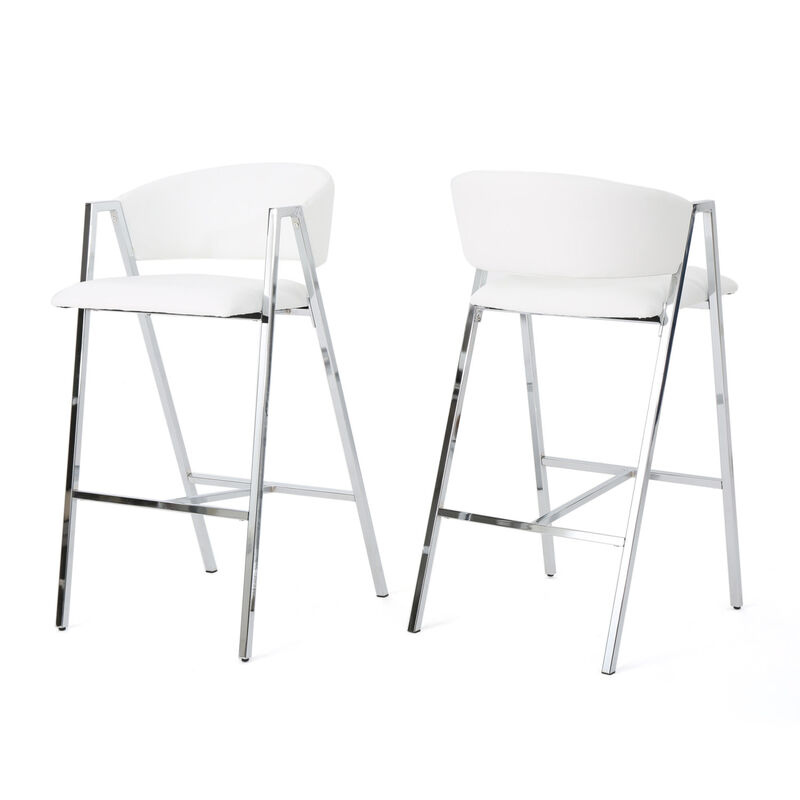 Streamdale Modern Square Bar Stools With Chrome Frame (Set Of 2)