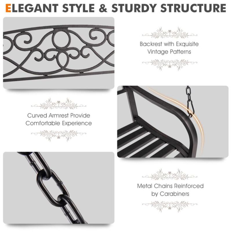 Hivvago Outdoor 2-Person Metal Porch Swing Chair with Chains