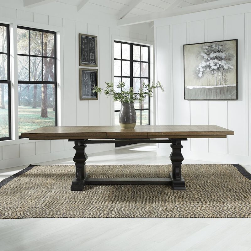 Liberty Furniture Harvest Home Trestle Table in Rubberwood Solids w/ Knotty White Oak Veneers image number 8