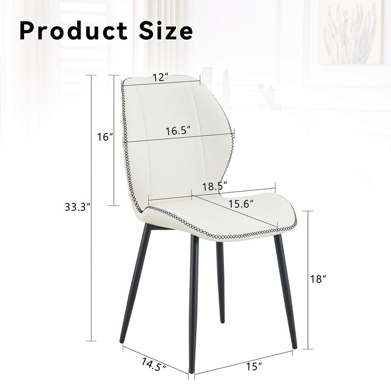 Whisen 4-Pack PU Leather Dining Chairs with Adjustable Feet, Metal Frame, Light Luxury Upholstered Chairs for Dining Room, Office, Study image number 9