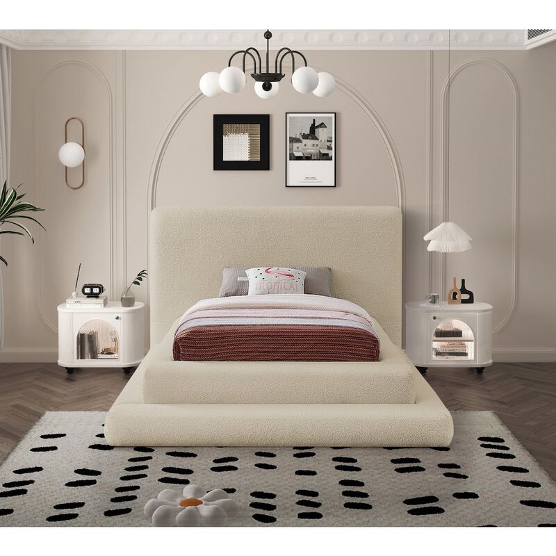 Meridian Furniture Dane Beige Teddy Fabric Twin Bed