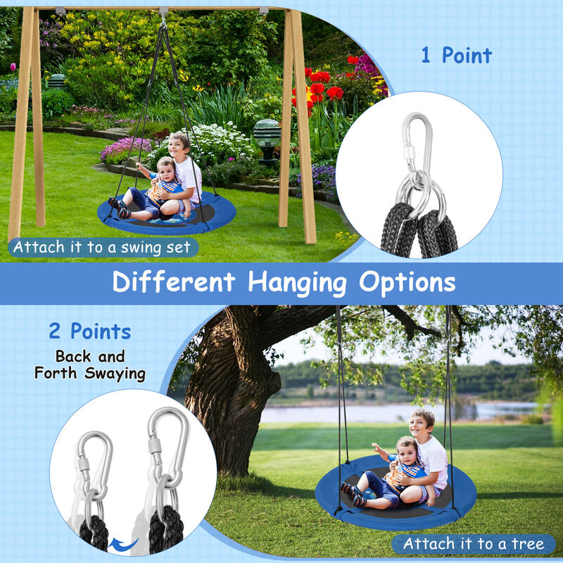 Saucer Tree Swing with Adjustable Hanging Ropes and 900D Oxford Fabric for Kids & Adults