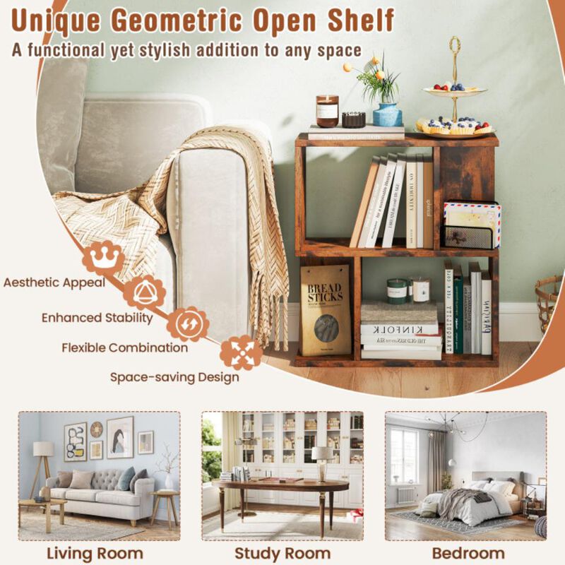 Hivvago 3-Tier Bookshelf with Display Shelf for Small Space