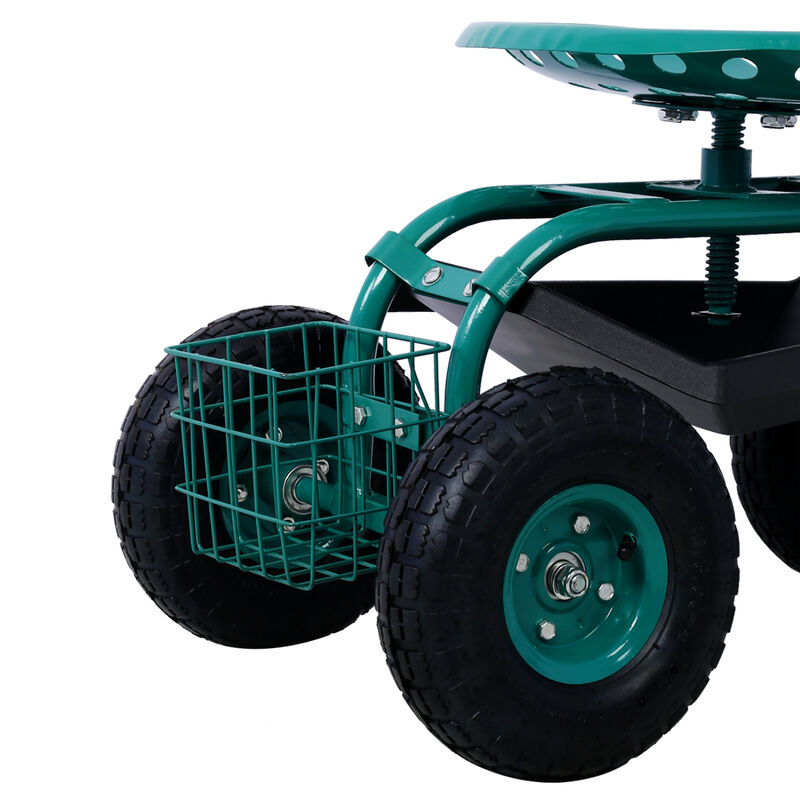 Streamdale Rolling Garden Cart with Seat and Tray, Refurbished image number 7