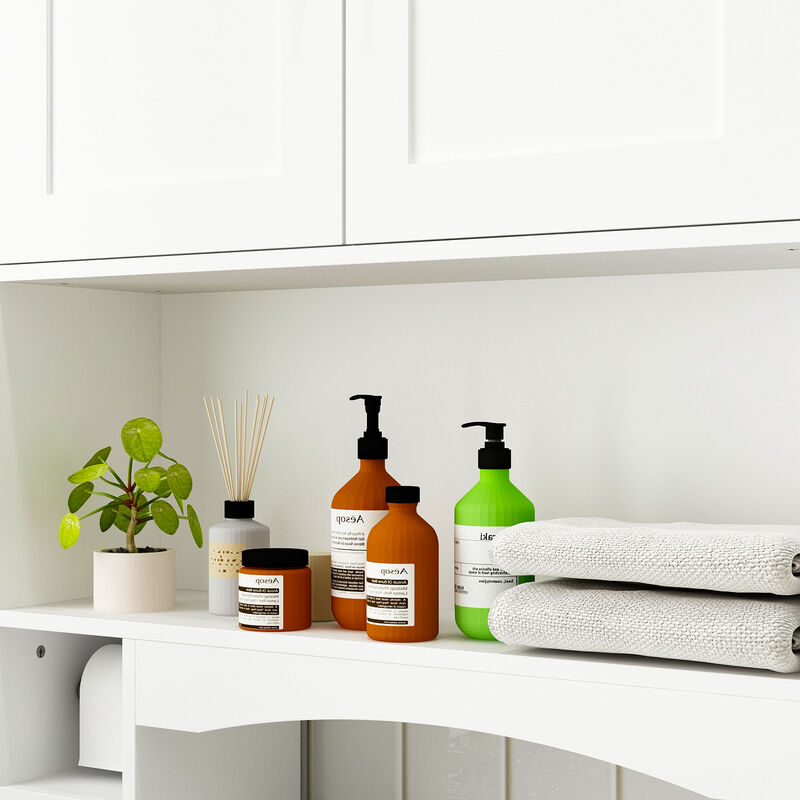 FUFU&GAGA 31.51-in x 7.9-in x 9.8-in White 6-Shelf Over-the-Toilet Storage