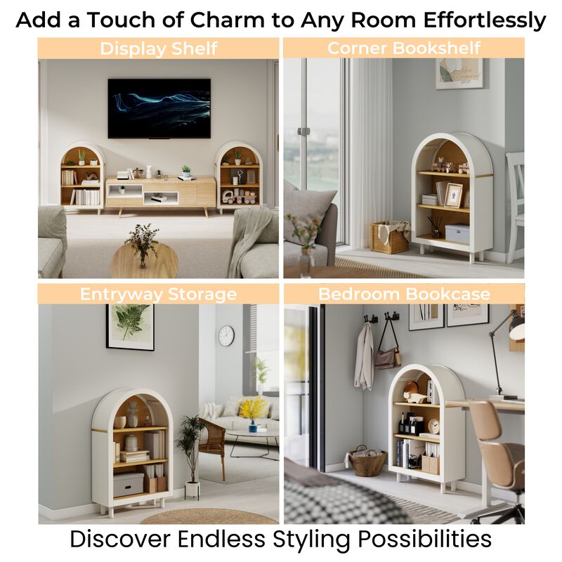 Lusog Arched Small Bookcase Storage Cabinet image number 2