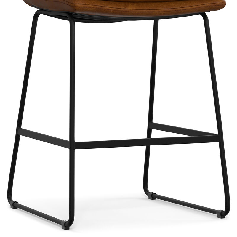 Danika Mid-Century Modern Counter Height stool (Set of 2) in Camel Brown Vegan Faux Leather
