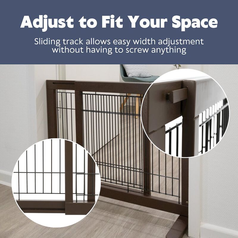 TRIXIE Adjustable Wooden Freestanding Pet Gate, Tall Step Over, Expands to 42.5" image number 4
