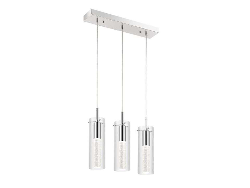 Mium 21.63" 3-Light Modern Style Iron/Crystal/Glass Integrated LED Linear Pendant