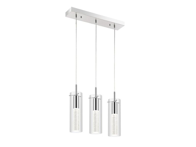 Mium 21.63" 3-Light Modern Style Iron/Crystal/Glass Integrated LED Linear Pendant