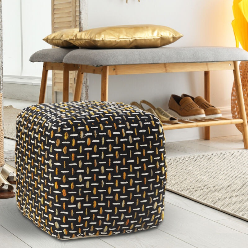 Durable Fabric Geometric Pouf Ottoman – Accent Floor Cushion for Living Room