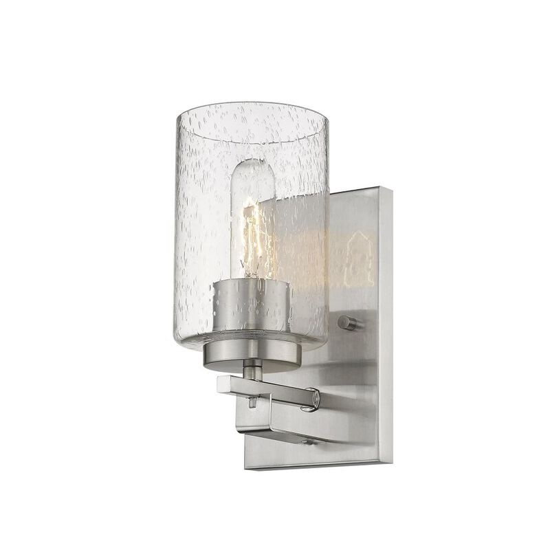 Hivvago Silver Metal and Textured Glass Wall Sconce