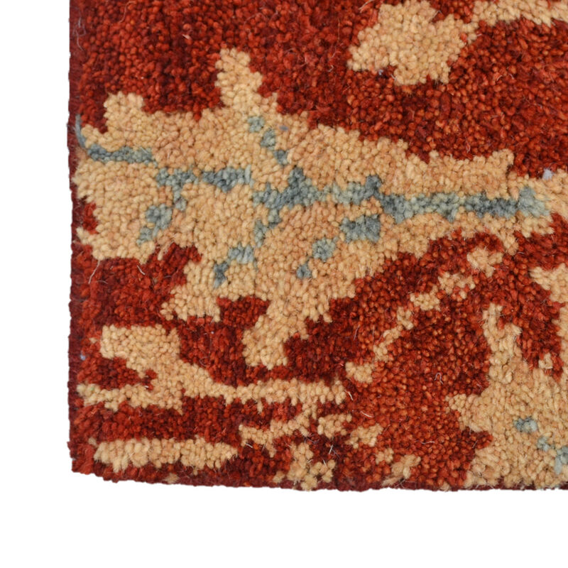HAND KNOTTED WOOL Floral AREA RUGS  - Runner Shape, Floral Modern, Medium Pile Handmade Area Rugs for Living Room, Bed Room (N00925) image number 5