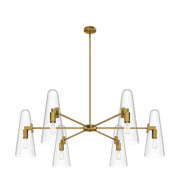 Beacon 6-Light Chandelier in Clear Satin Brass