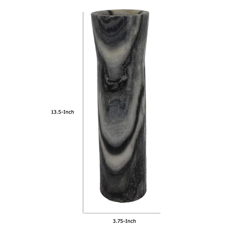 Danny Tall Accent Vase, Natural Stone Pattern Gray Marble 14 Inch