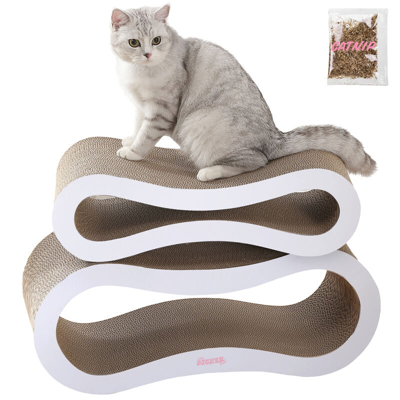 Suvi Modern Cardboard Infinity 2-in-1 Lounge Bed Cat Scratcher with Catnip
