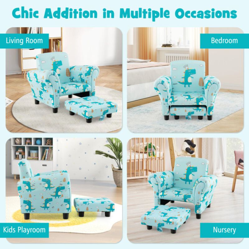 Hivvago Kids Single Sofa with Cute Patterns  Ergonomic Backrest and Armrests