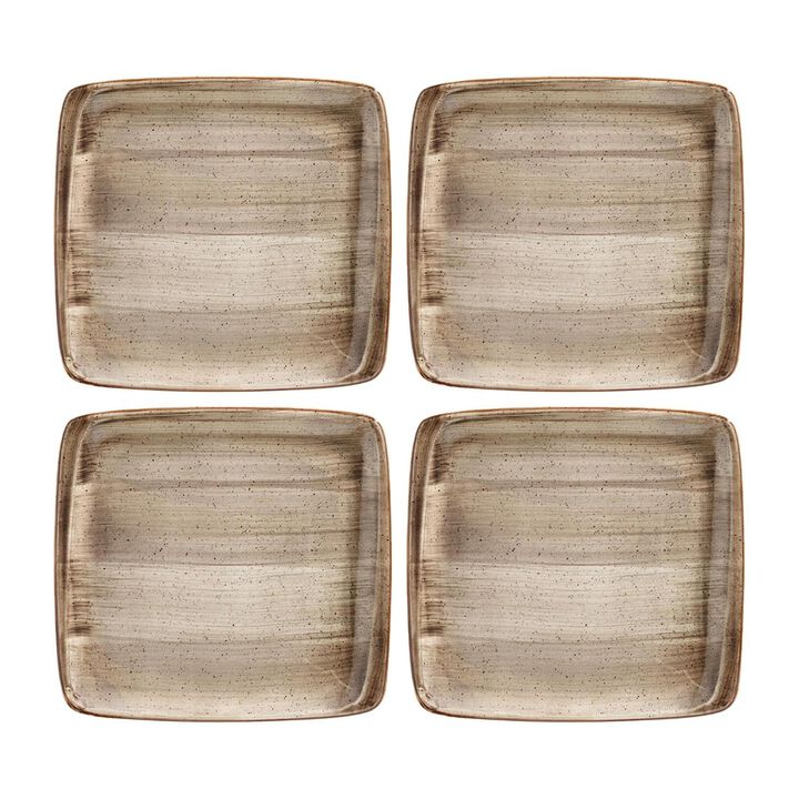 Terrain 6.25" x 5.75" Square Brown Porcelain Plate (Set of 4)