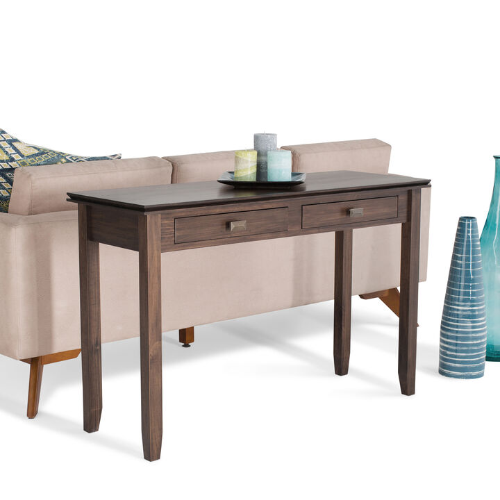 Artisan SOLID WOOD 46 inch Wide Transitional Console Sofa Table in Natural Aged Brown