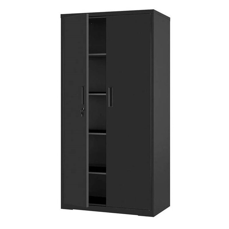 Freestanding Metal Storage Cupboard with Locking Doors
