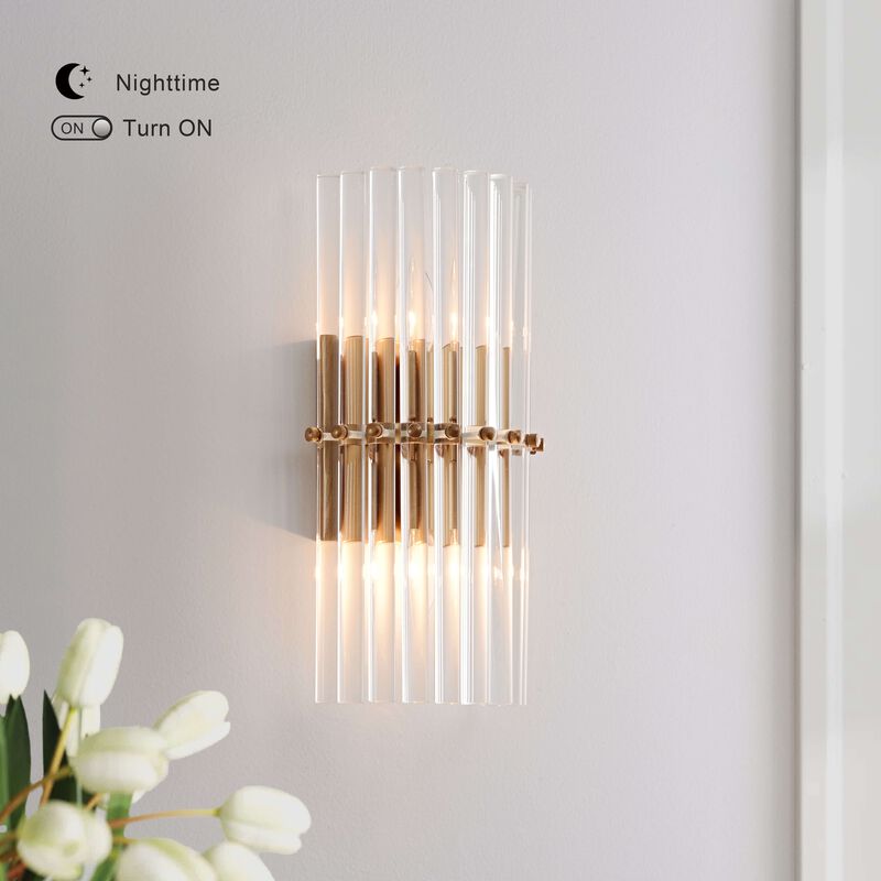 Marisol 2-Light Solid Crystal Glass Bars Mini Wall Sconce image number 9
