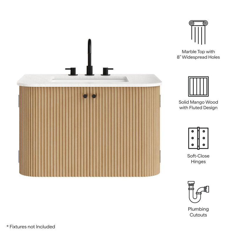 Zia 30" Wall-Mount Bathroom Vanity with Marble Sink image number 1