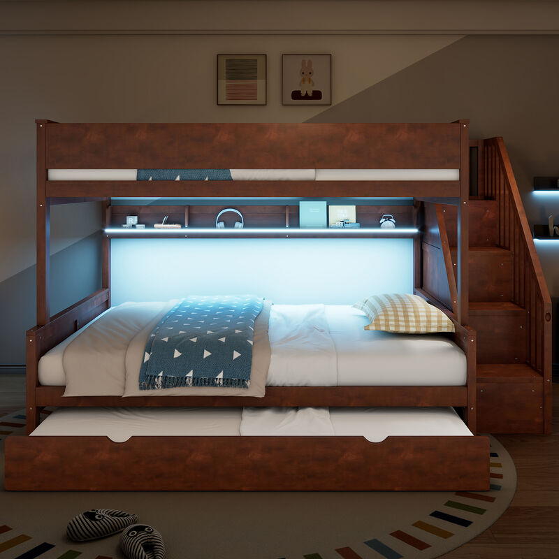 Merax Full XL over Queen Bunk Bed with Storage Staircase image number 3