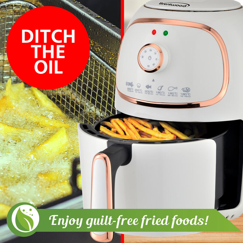 Brentwood 2 Quart Small Electric Air Fryer with Timer and Temp Control- White