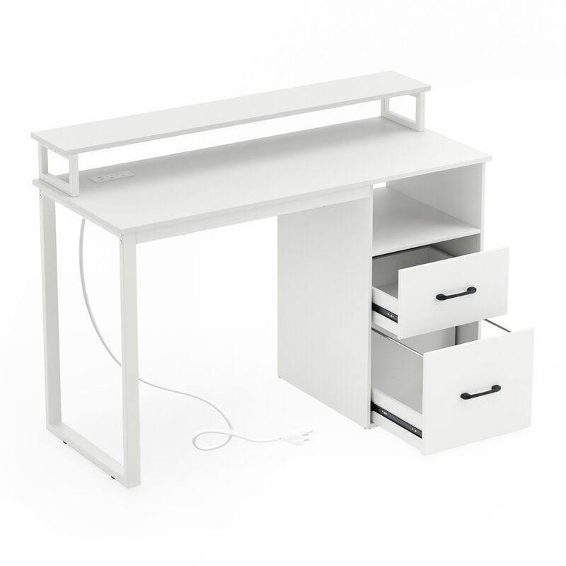Computer Desk with Power Outlets and File Drawer for Office and Study image number 0