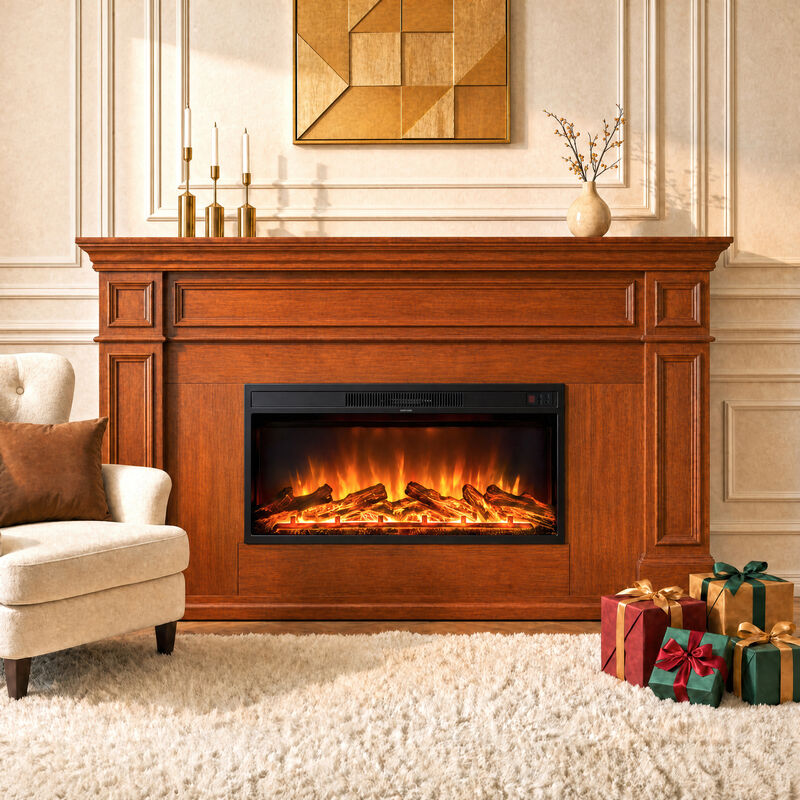 Mondawe 36-Inch Recessed Linear Electric Fireplace, ETL Certified, 750W/1500W Heat, Remote & Timer image number 2