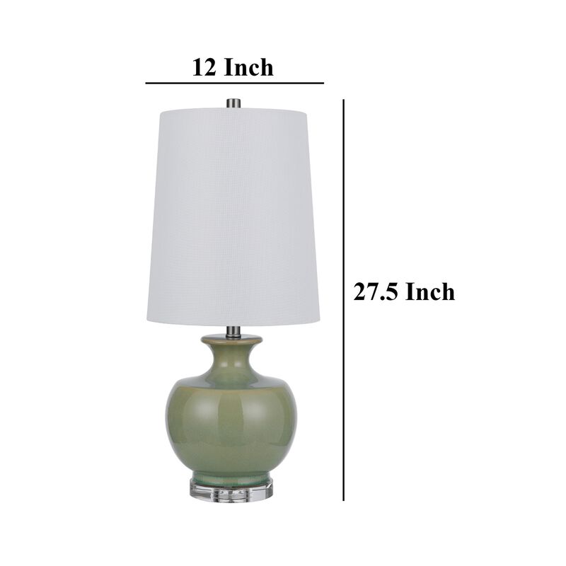 Kela 28 Inch Table Lamp Set of 2, Green Ceramic Pot Base, White Shade image number 5