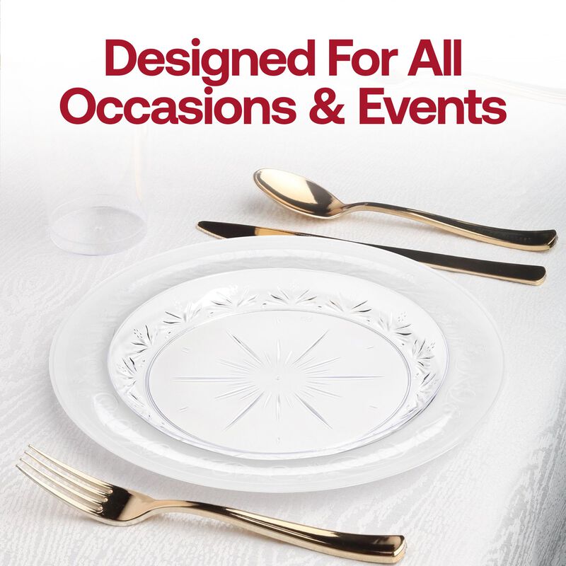 Clear Floral Round Plastic Dinnerware Value Set (120 Sets) image number 6