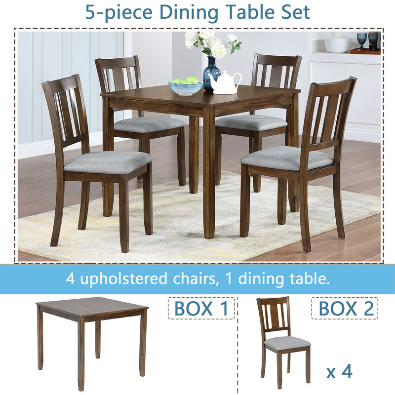 Merax Elegant 5-Piece Solid Wood Dining Set
